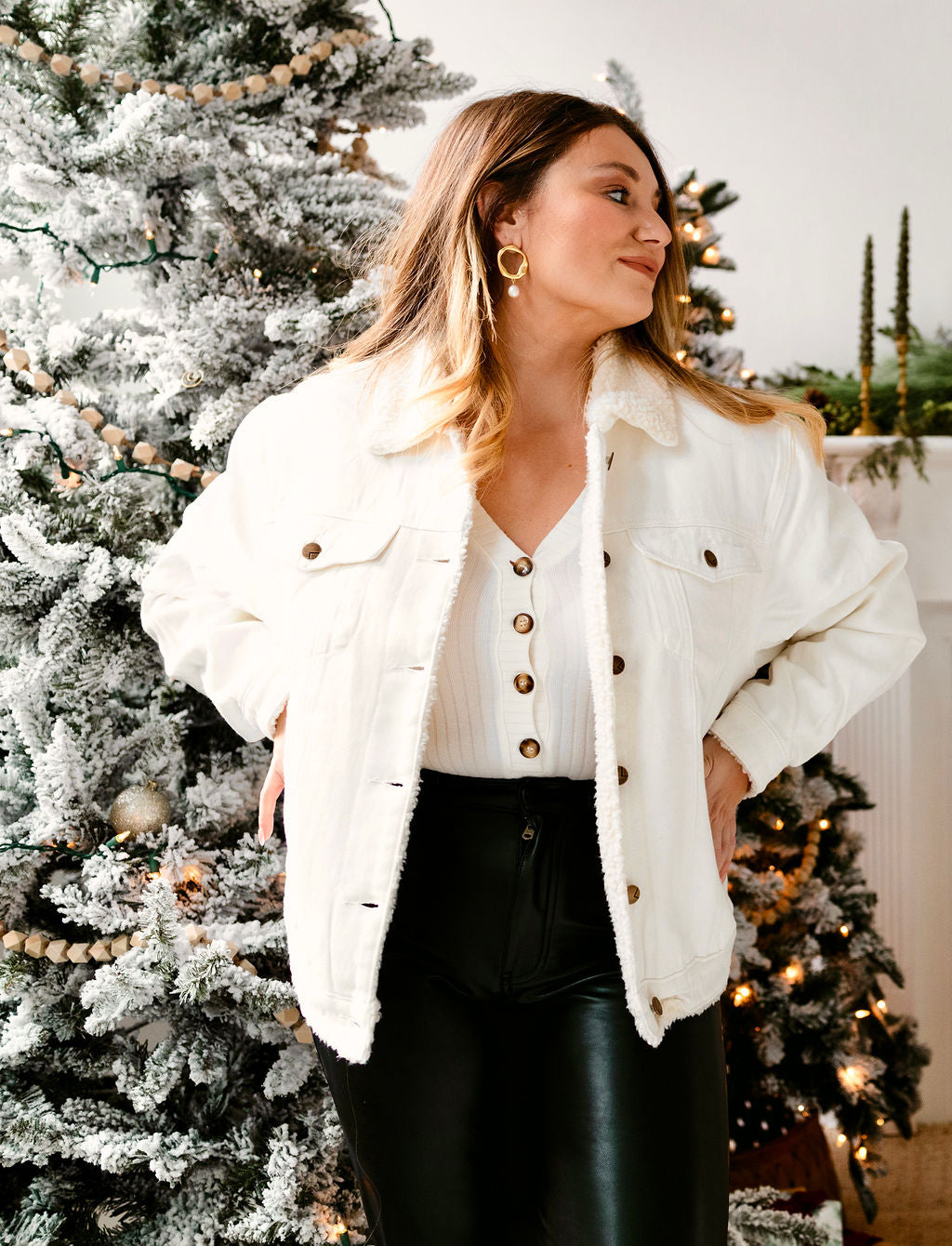 Snowy Denim Sherpa Coat