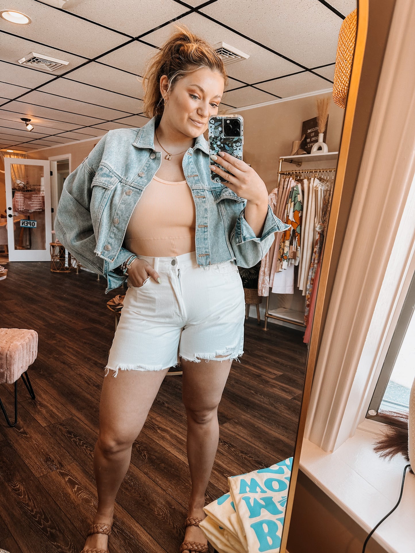 Shore White Denim Shorts