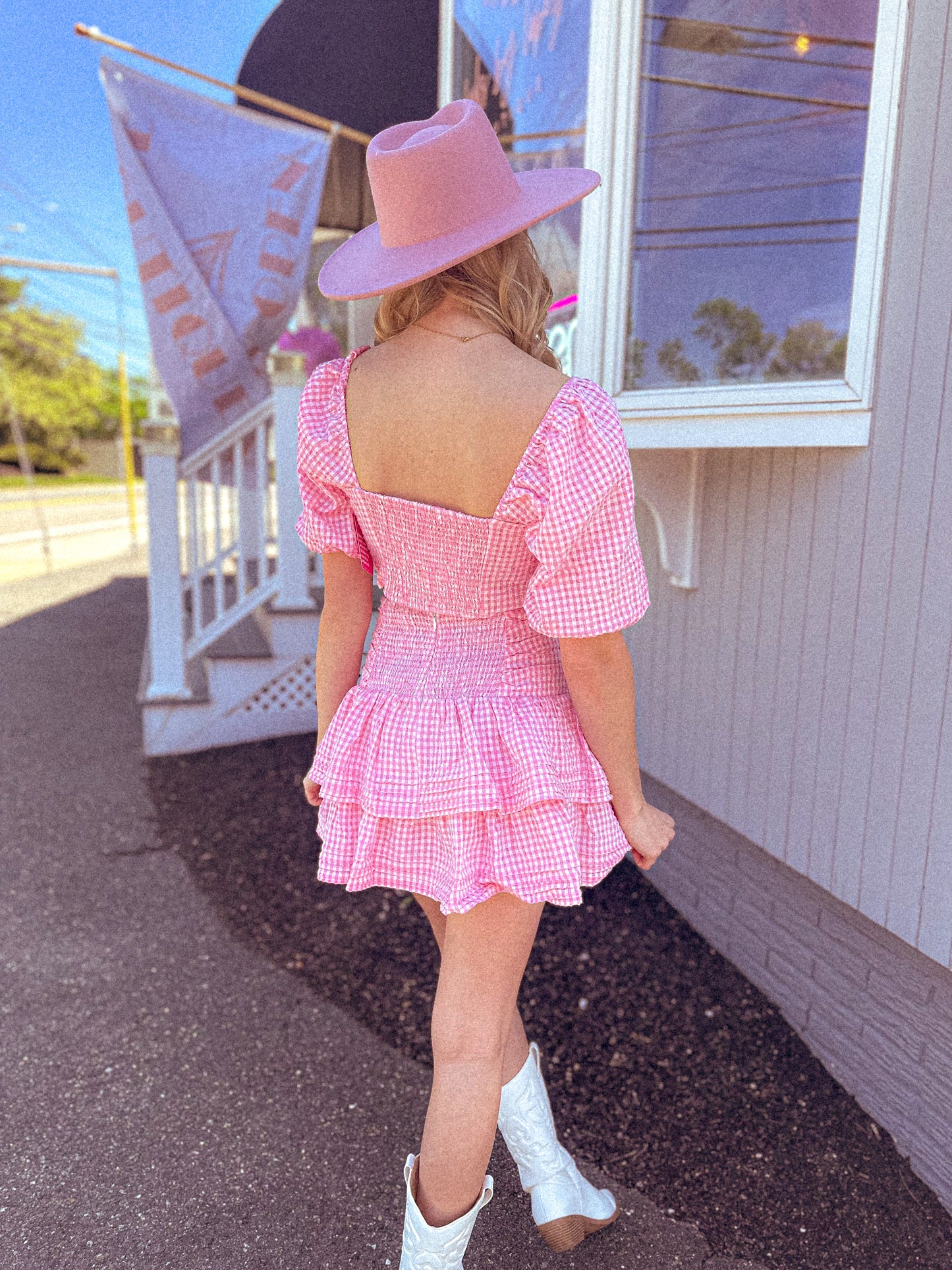 Girl In Gingham Ruffle Skirt