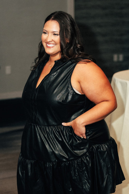 Curves Are Cool Leather Tiered Dress