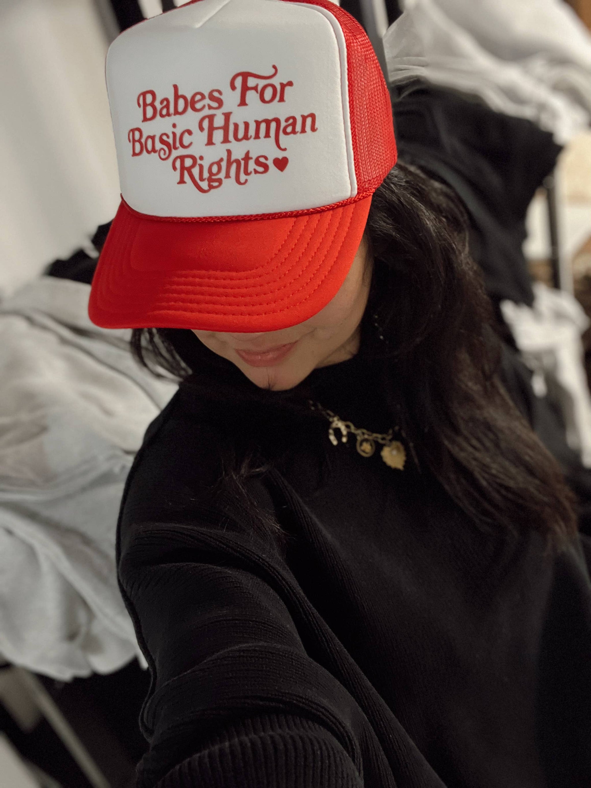 Human Rights Trucker Hat Big Fan of Human Rights Cotton Hat, Embroidered Political  main image 2