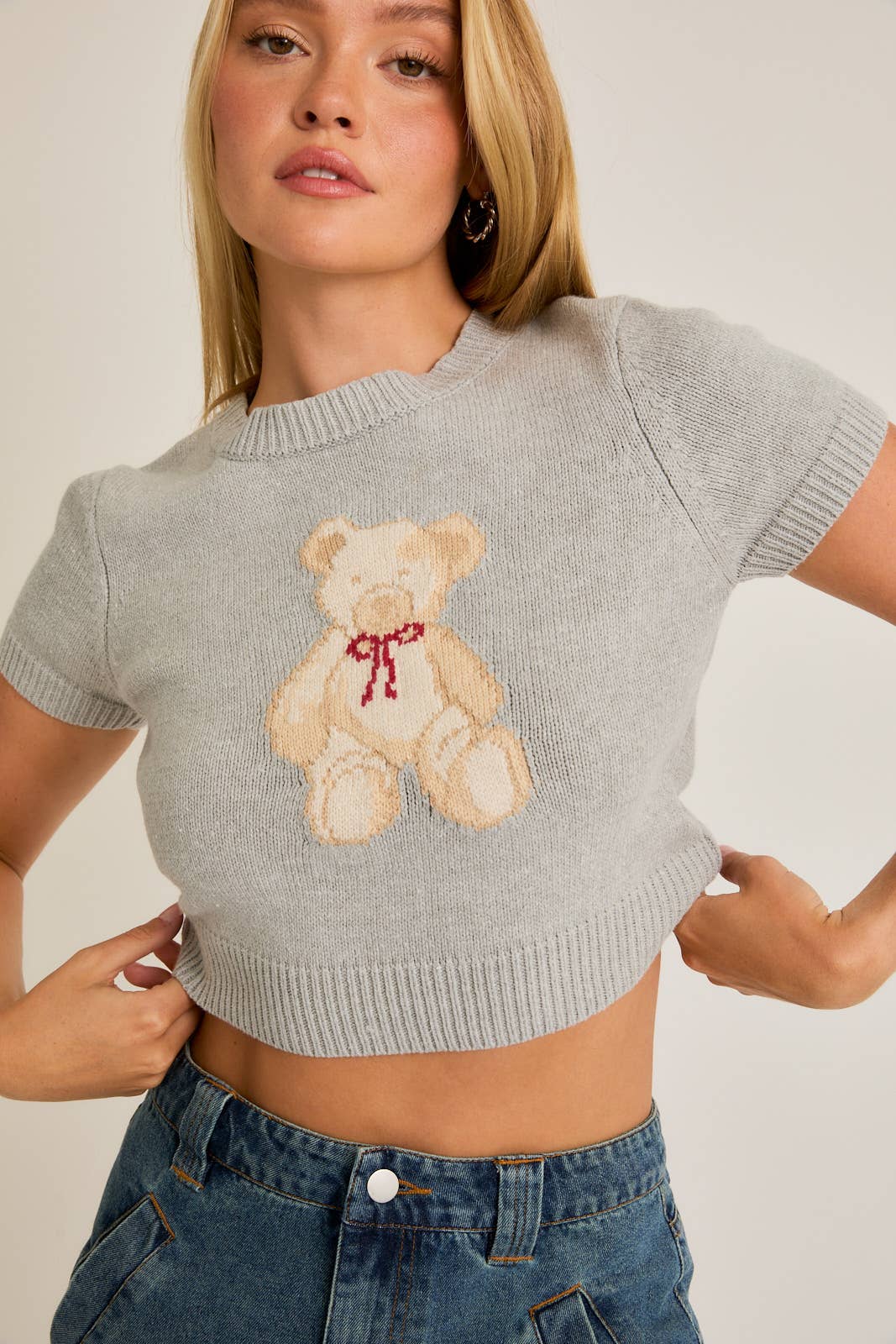 Teddy Bear Short Sleeve Sweater