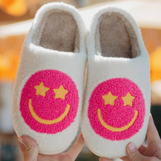 Star Eyed Happy Face Slippers