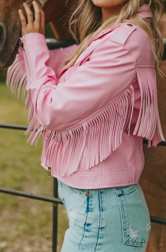 Feel The Fringe Vegan Leather Jacket