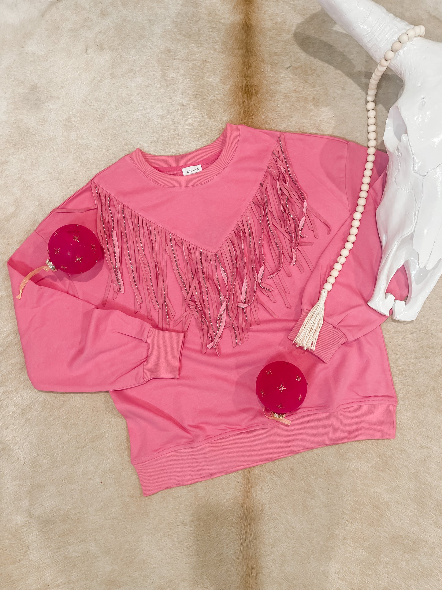 Pink Is Always The Way Fringe Sweatshirt