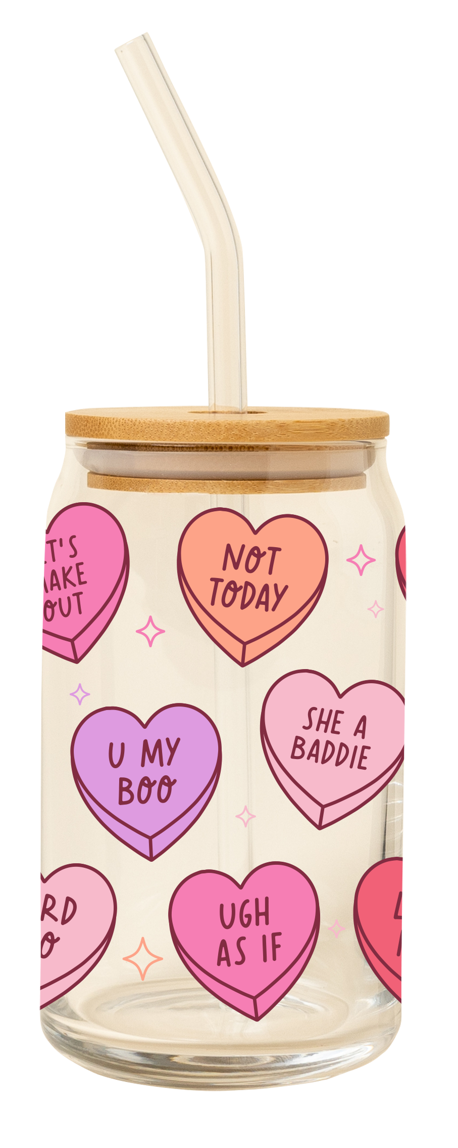 For the Gals Candy Glass Cup with Lid